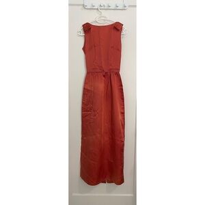 Hip 1960s tangerine wiggle dress in silk satin